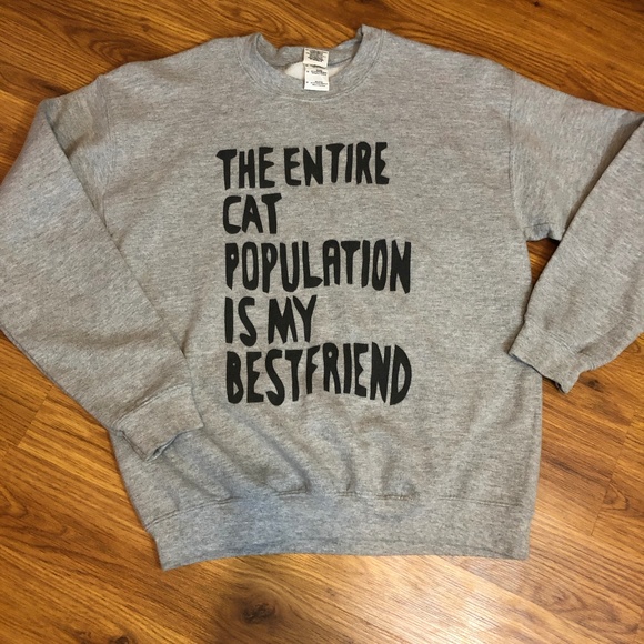 Tops - Grey Cat Sweatshirt - Medium